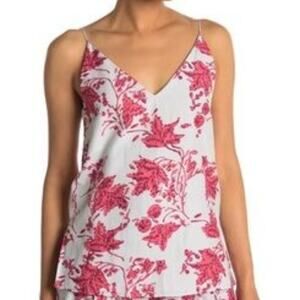 Club Monaco Floral Soft Printed Silk Cotton Blend Cami Gray Mix